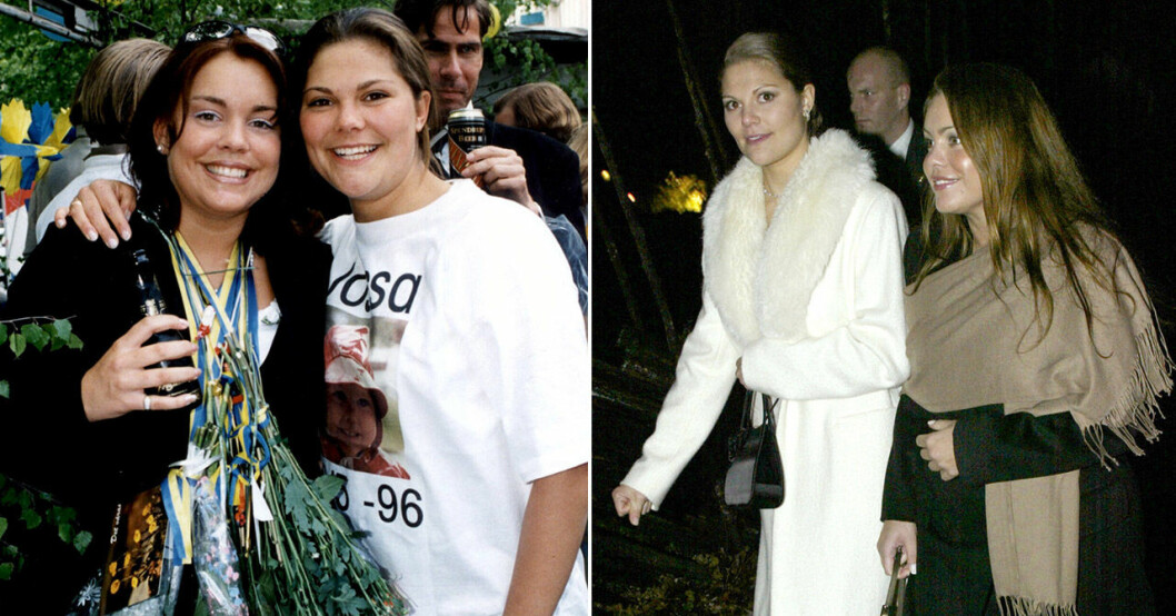 Victoria firade 1996 studenten ihop med Tim Génetays dotter Josephine. Till höger en bild från 2002. Kronprinsessan Victoria och Josephine Génetay.