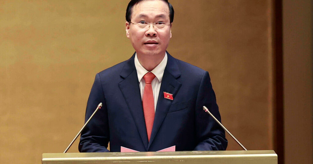 Vietnams nye president Vo Van Thuong höll sitt första tal som president på torsdagen. Bilden kommer från statliga vietnamesiska nyhetsbyrån VNA. Ny president utsedd i Vietnam