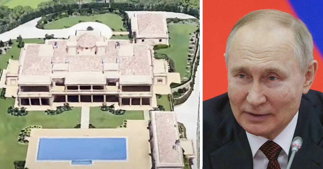 Vladimir Putins påstådda lyxhus i La Zagaleta och Vladimir Putin själv till höger.