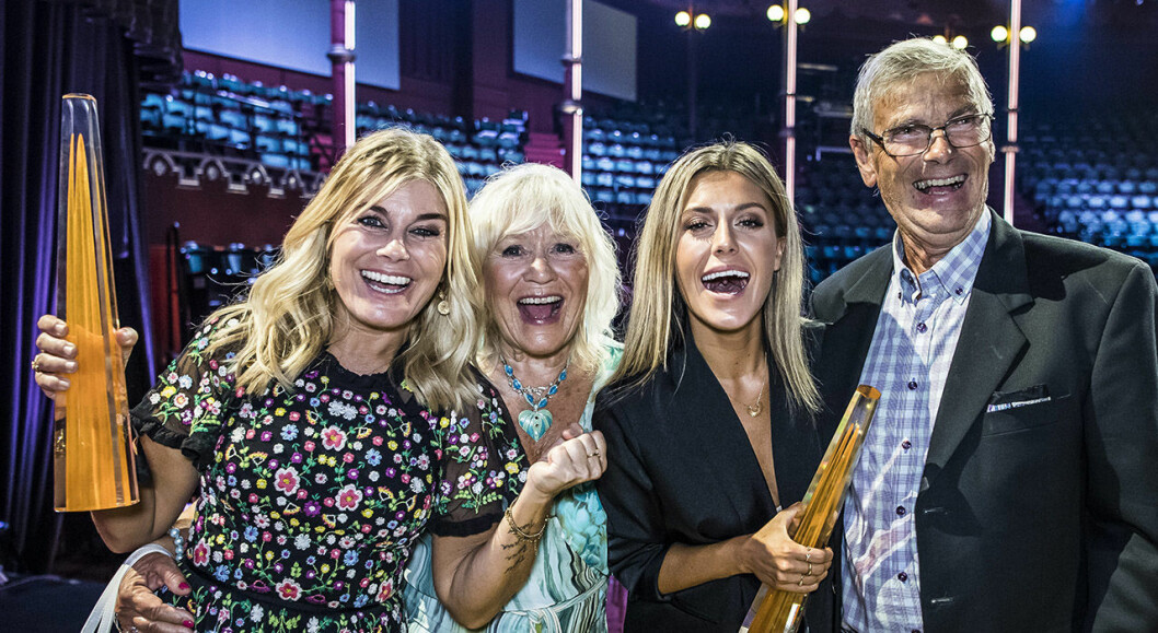 Några ur Wahlgrens-släkten: Pernilla Wahlgren, Christina Schollin, Bianca Ingrosso, Hans Wahlgren. Pernilla Wahlgren, Christina Schollin, Bianca Ingrosso, Hans Wahlgren på Kristallen.