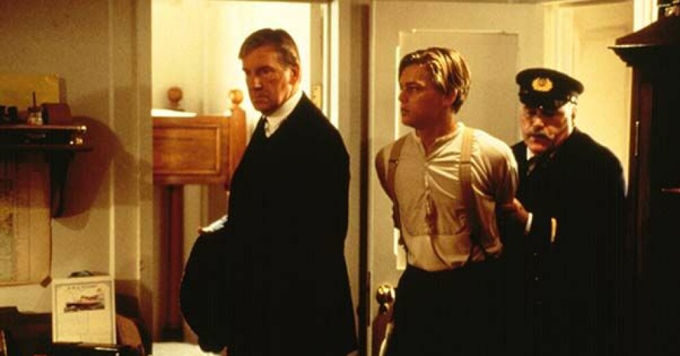 David Warren och Leonardo DiCaprio i succéfilmen Titanic. David Warren i Titanic