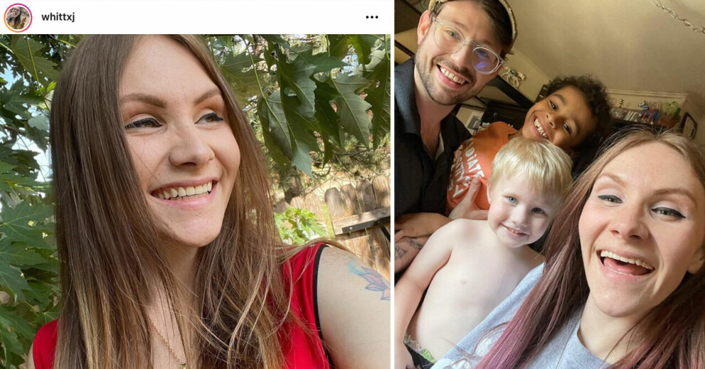 <strong>Whitney vill normalisera unga med tandproteser.</strong> Whitney Johnson och hennes familj.