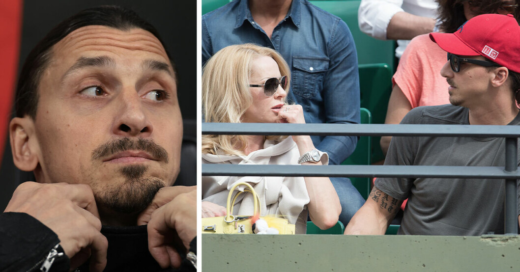 Zlatan i närbild ser förvånad ut och tittar på Helena Seger till höger.